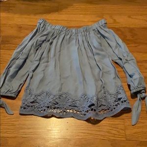 Blue off the shoulder blouse